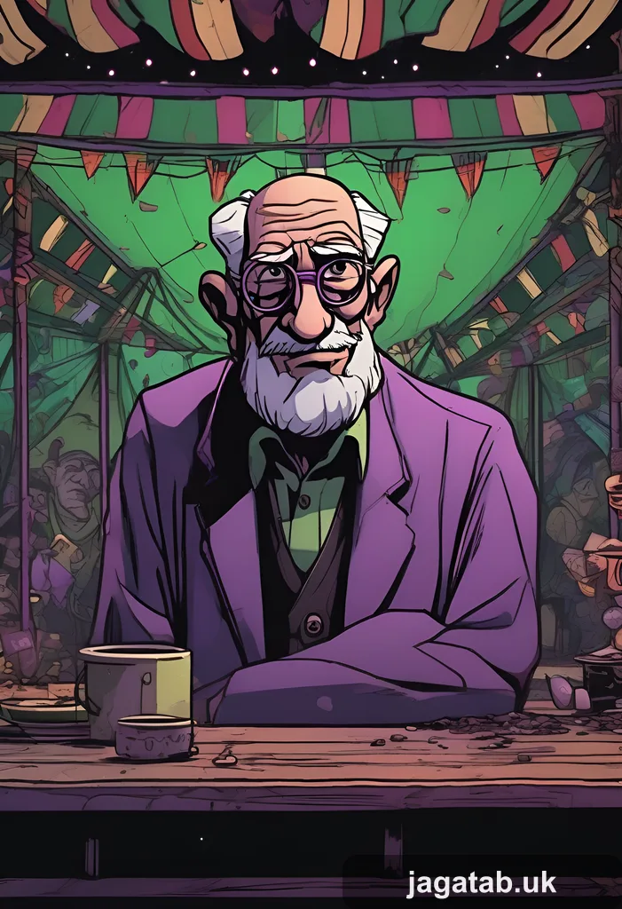 077 Old Man Comic Character Dark Ink Style A 2200