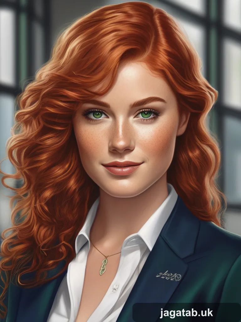 088 Young Woman Long Curly Copper Red Hair G 199c