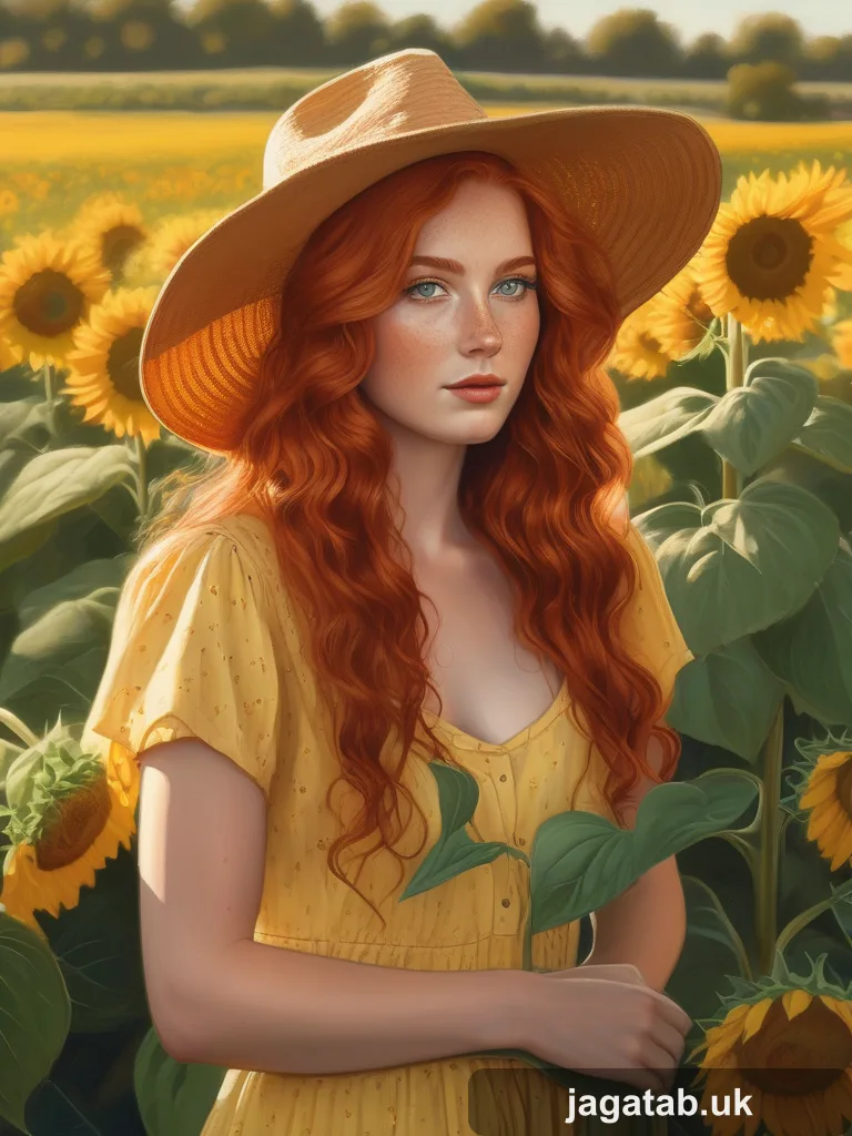 088 Young Woman Long Curly Copper Red Hair G 4457