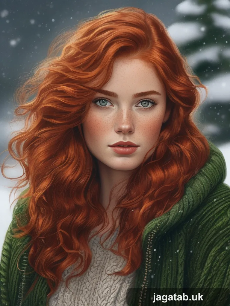 088 Young Woman Long Curly Copper Red Hair G 6f66