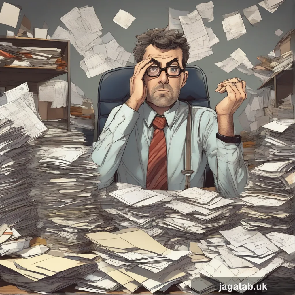 093 A Frazzled Accountant Sitting At A Clutt Dd52