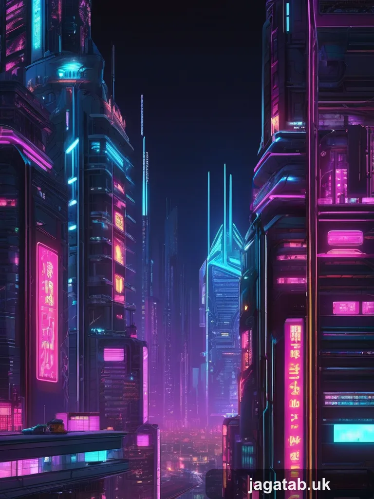 133 Cyberpunk Neon City Skyline At Night Fut Bef5