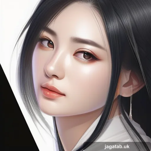 198 A Young Woman With Long Black Hair Portr Bb8f