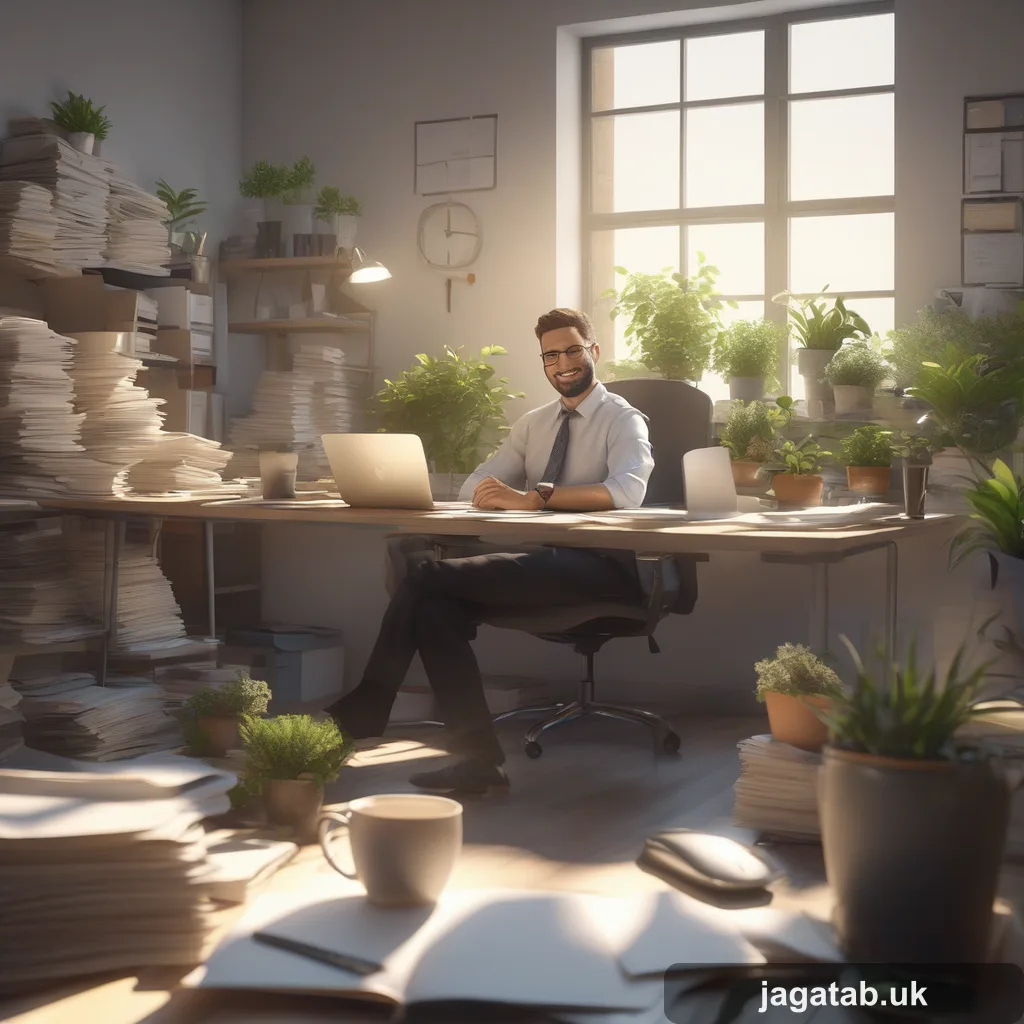 280 3d Render A Cluttered Office With Stacks 70bb