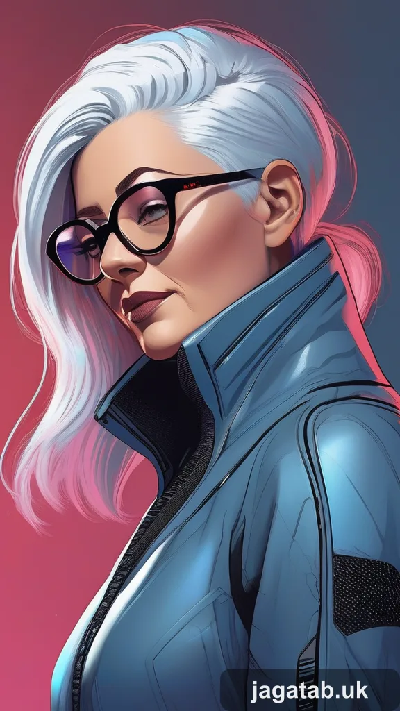 307 Silver Haired Woman In A Sleek Gray Jump 974f