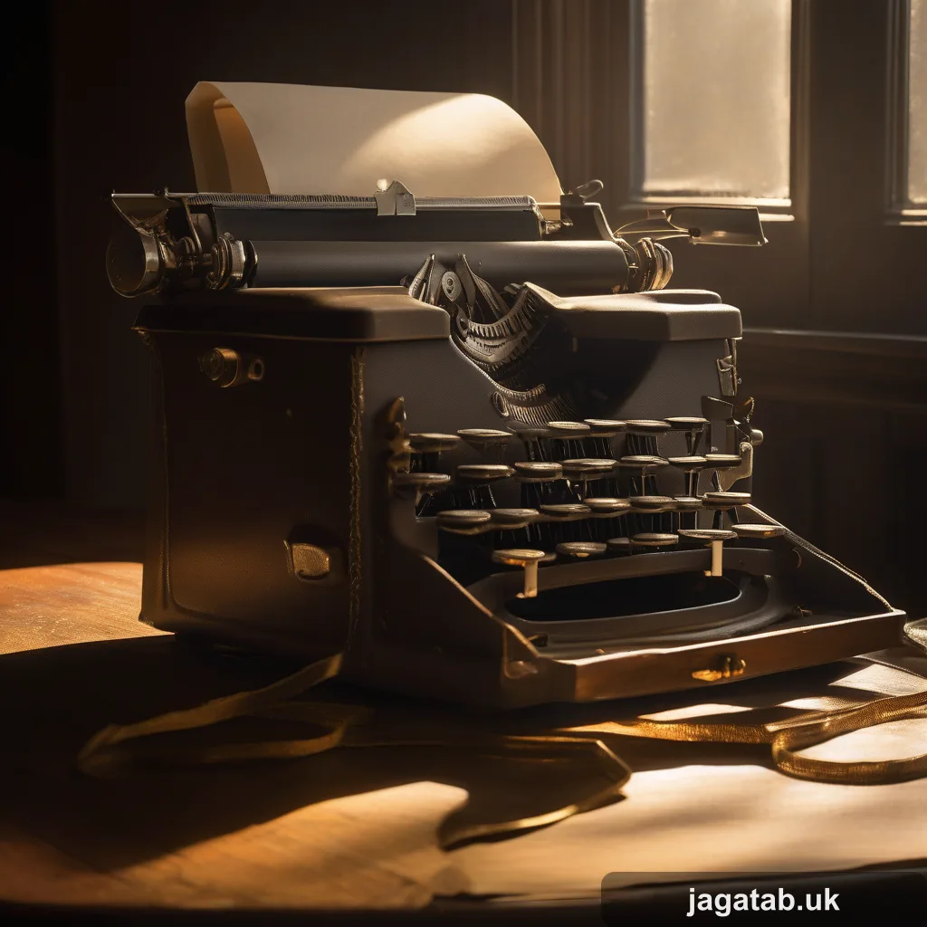 371 A Lone Antique Typewriter Sits Atop A Wo 6748